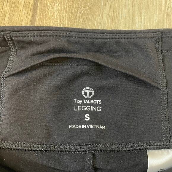 T by Talbots Fair Isle Half Zip Top & Leggings Set Women’s Small Black White - Picture 5 of 16